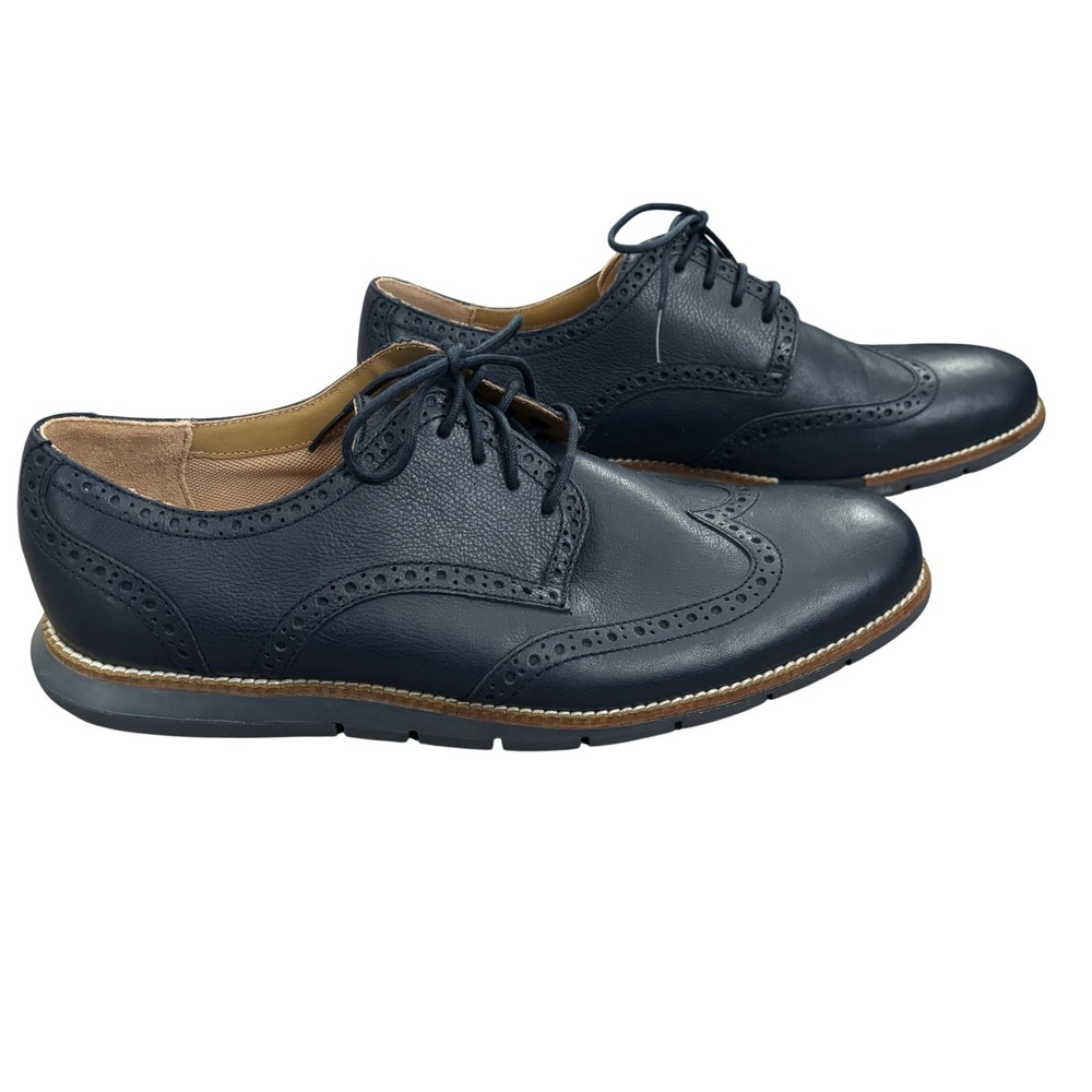 EUC Cole Haan Grand OS Wingtip Oxford Shoes Sz 10.5 Navy Blue